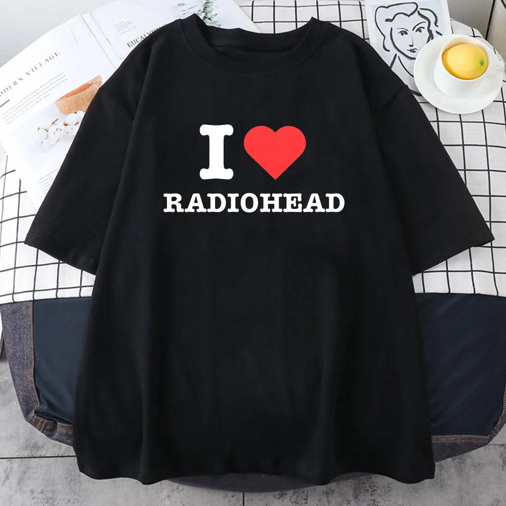

Футболки I Love Radiohead Футболка с принтом хип-хоп-музыкальной группы Футболка с коротким рукавом Унисекс Футболки унисекс Мужские футболки Harajuku Fashion L