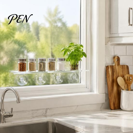Wall Mounted Succulents Stands Window Suction Cup Storage Rack, Clear Acrylic Shelf with Strong Adsorption Shelves Adsorption, Floating Plant