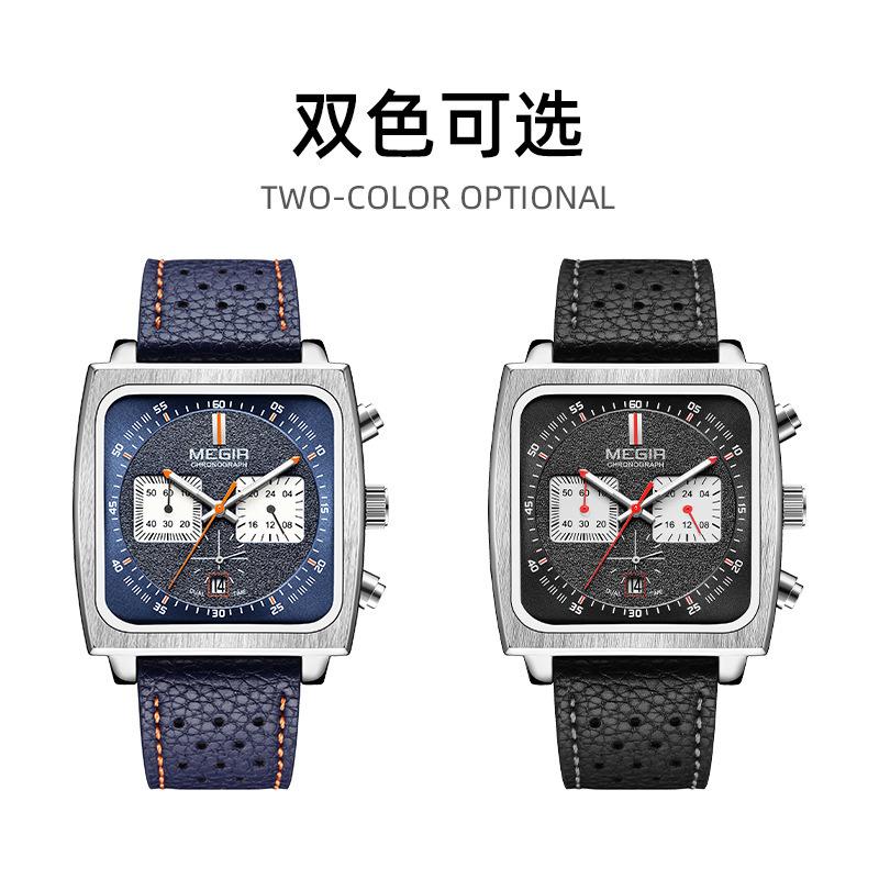 Watch Watch Men'S Leather Square Business Multifunctional Timing Quartz Watch
