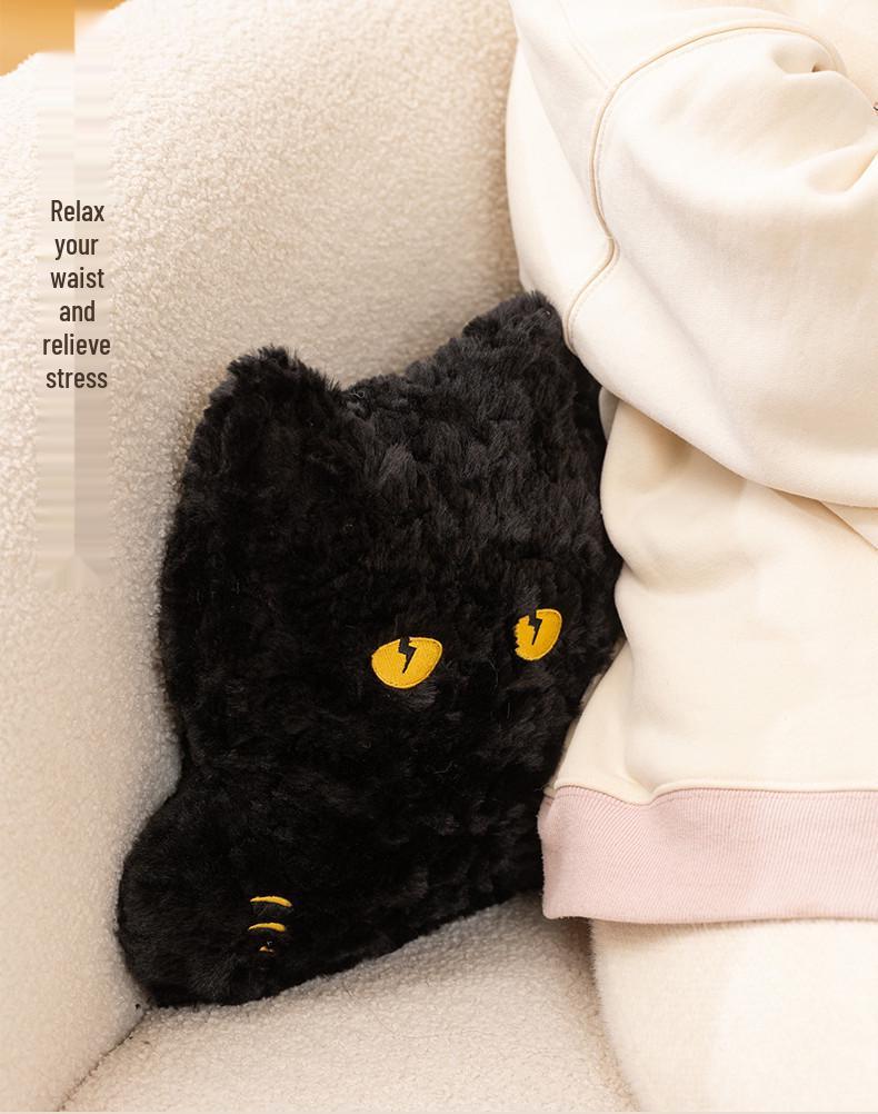 Creative Cartoon Corgi & Black Cat Animal Pillow - Long Lumbar Support Cushion for Sofa or Dorm