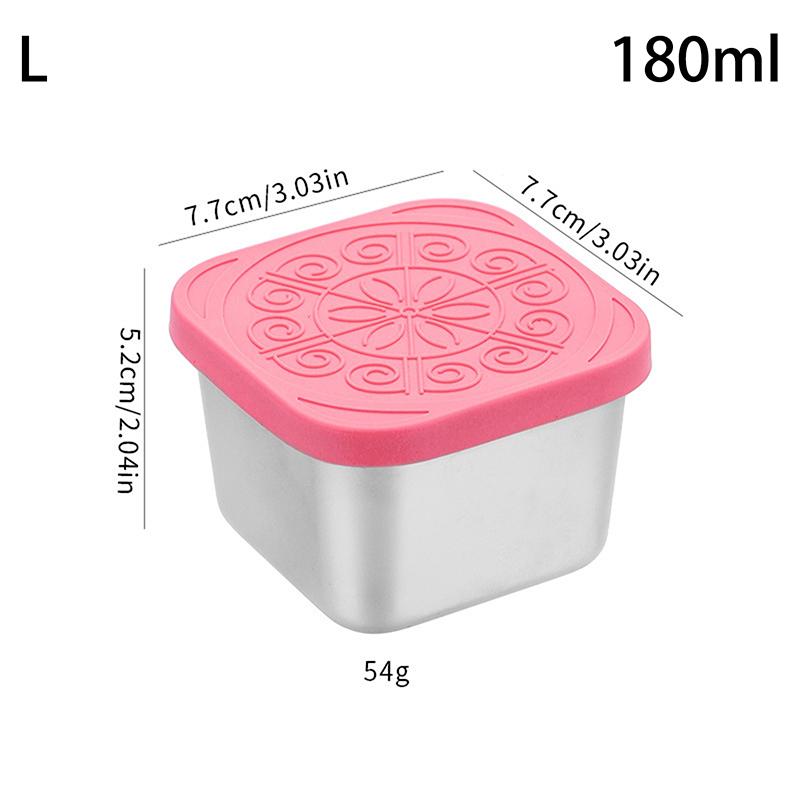 1/2 Pcs Stainless Steel Salad Box Snack Seasoning Container With Silicone Lids Leakproof Stackable Dressing Food Storage Box