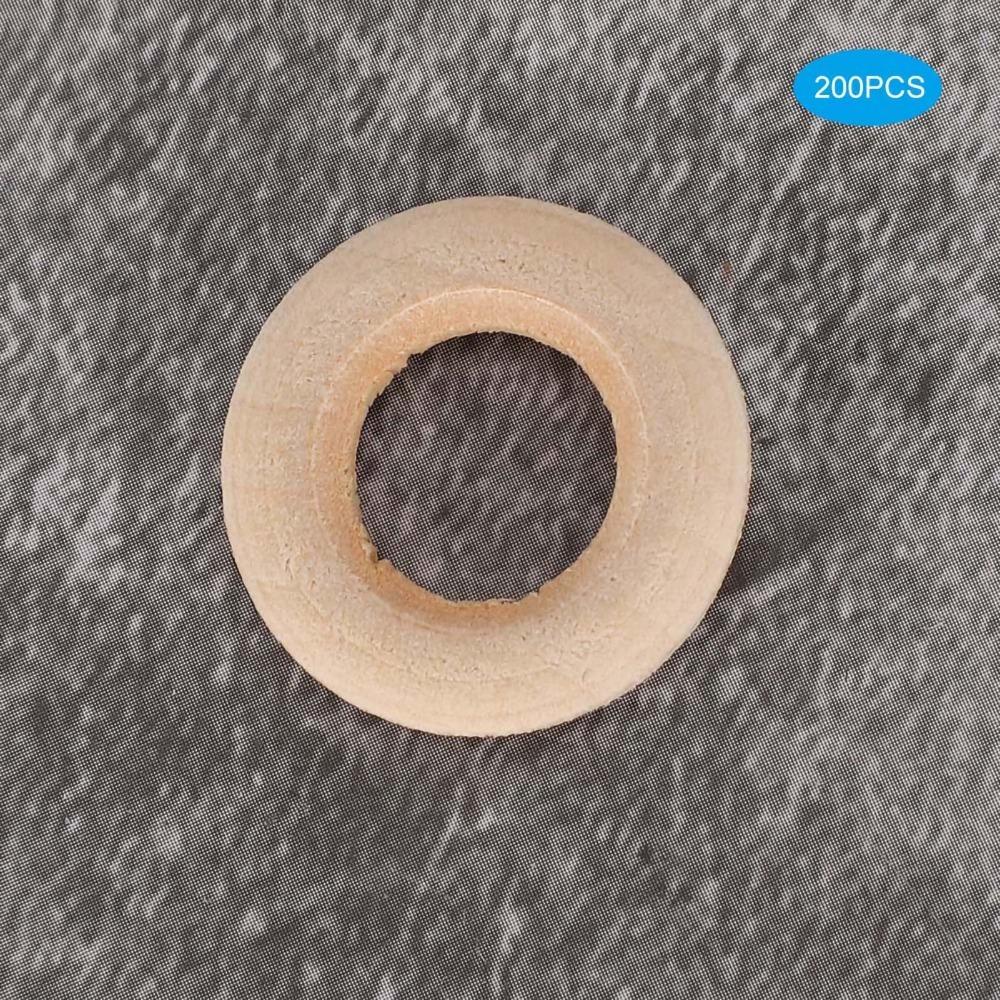 200pcs Smooth Surface Wooden Rings Log Color Wood Circles DIY Crafts Accessory  Jewelry Making