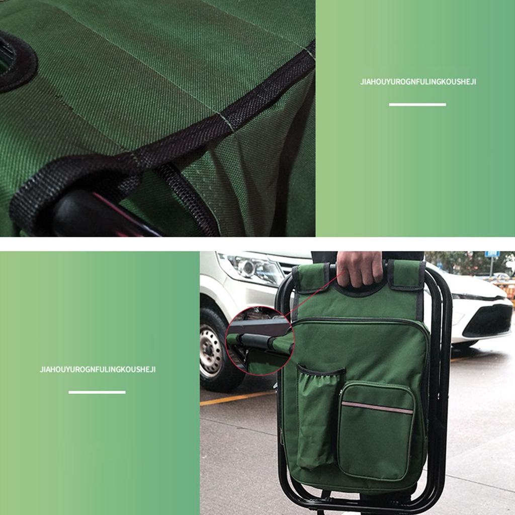 Folding Backpack Stool High Capacity Thickened Oxford Cloth Tool Bag Chair Cooler Bag for Outdoor Camping Fishing