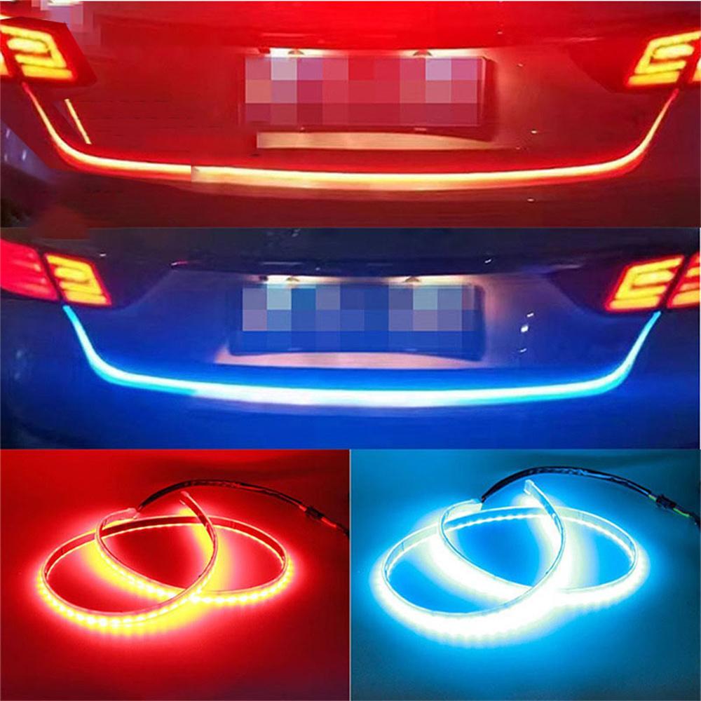 1.2m 12V Car Tailgate Strip Waterproof Brake Driving Turn Signal Light Blue+Red