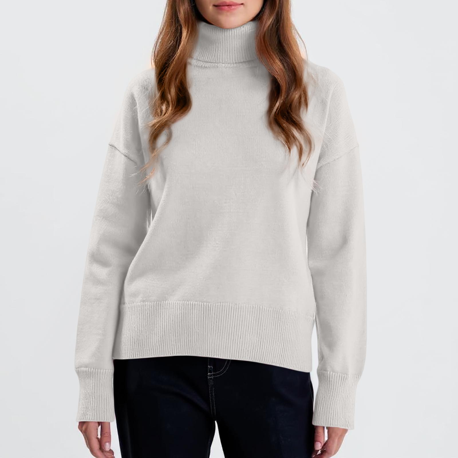 

Женский зимний свитер с длинным рукавом Свитер Вязаный пуловер Свитер с круглым вырезом Пуловер Вязаный свитер M белый