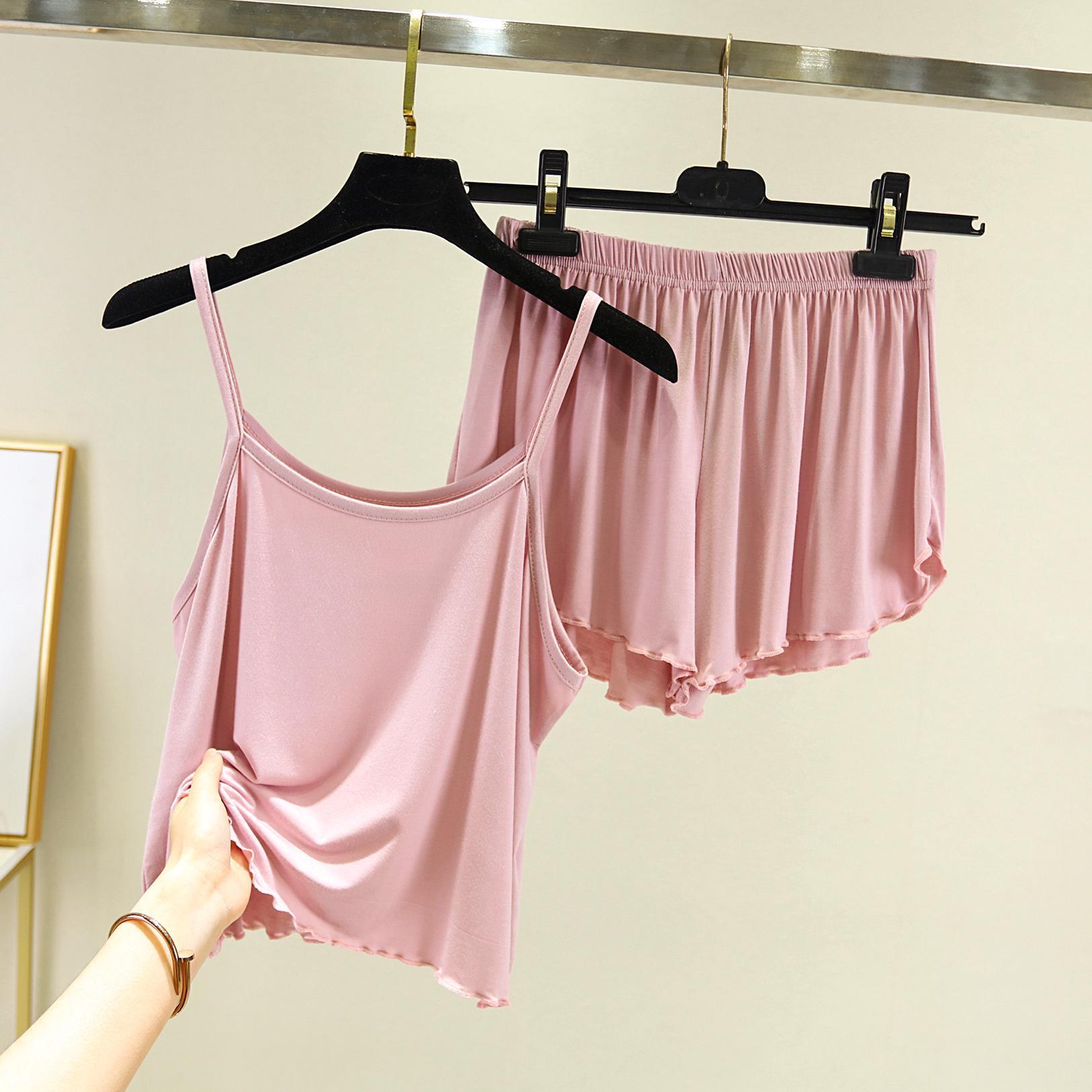 

Гарячий літній мереживний комплект піжами-камісольки для жінок - Великий розмір, вільний крій, двокомпонентний з шортами та майкою. 3XL