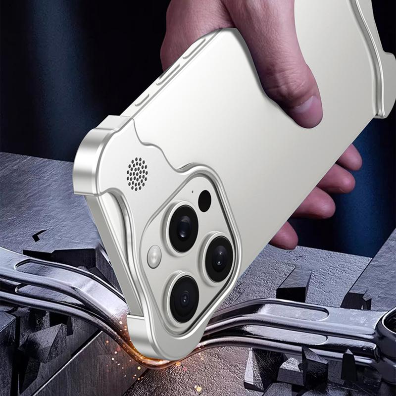 For iPhone 15 Pro Bumper Case Metal Aromatherapy Phone Cover Corner Protection