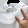 Men's Short Sleeve Polo Shirt - Solid Color, High-End Business Casual, with Lapel.