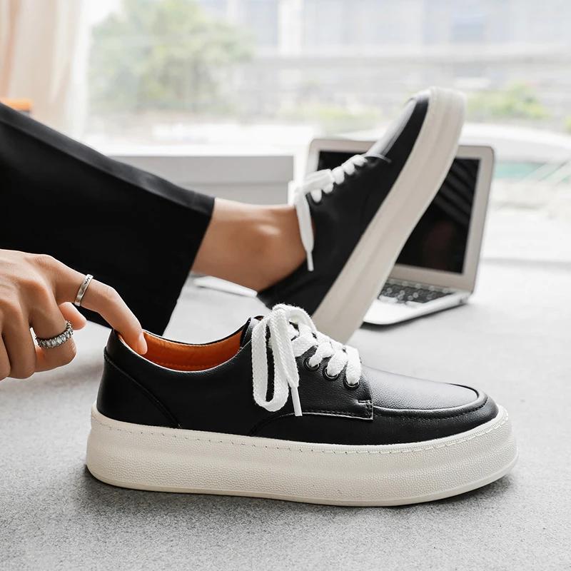 Fashion Leather Casual Shoes men lace up spring Autumn Men's Casual Shoes outdoor sneakers Platform Designer Business Men Oxford Shoes