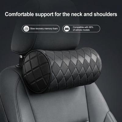 Car Headrest Pillow for Driving Faux Leather Memory Foam Ergonomic Neck Support Universal Fit Head Rest Travel Cushion for Most Vehicles