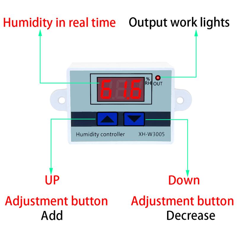 W3005 12V 24V 220V Digital Humidity Controller instrument Humidity control Switch hygrostat Hygrometer SHT20 Humidity sensor
