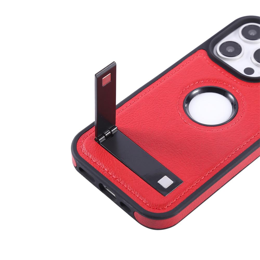 PU Leather Hidden Folding Stand Phone Case For iPhone 16 15 11 12 13 14 Pro Max Shockproof Bumper Protective Back Cover