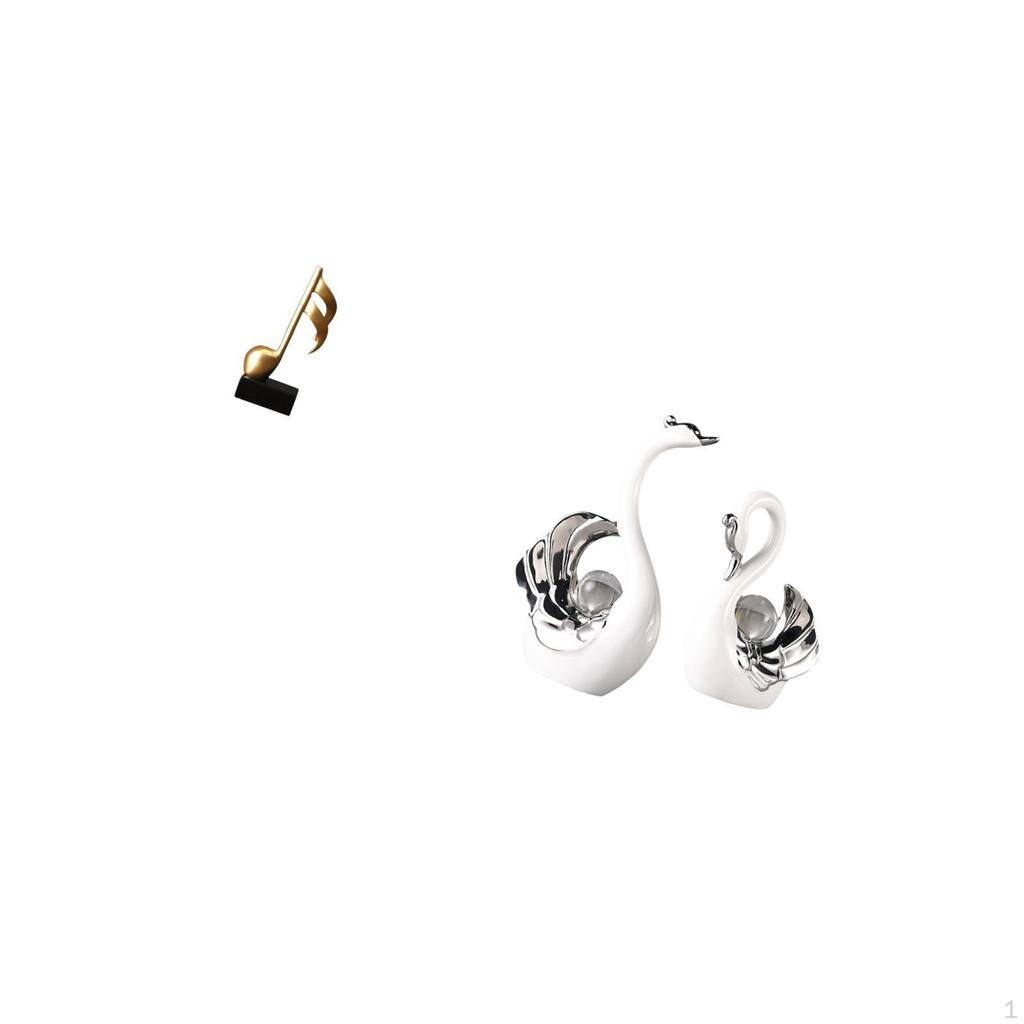 Resin Music Note Swan Sculpture Creative Musical Figurine Tabletop Ornament Centerpiece for Desk