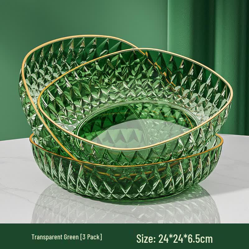 ZISIZ Transparent Gold Edge Fruit & Snack Plate