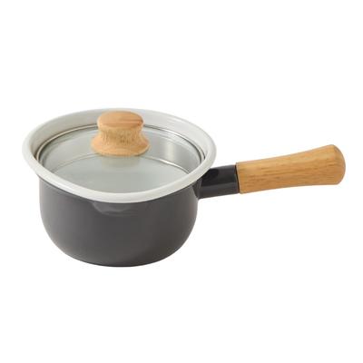 [Amazon.co.jp Exclusive] Fuji Enamelware Pot with Draining Glass Lid, Petit Pot, Small Pot, Single Handle Pot, Dark Gray