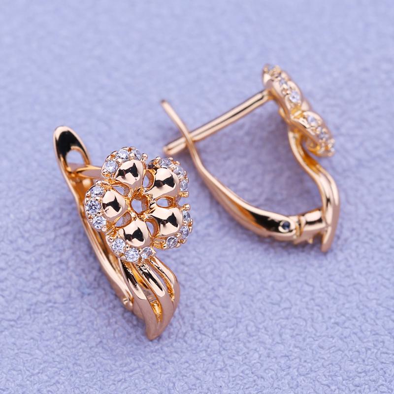 MINTHA Flower Clip Earrings Trendy Rose Gold Color Fashion Jewelry Cubic Zirconia Geometry Earrings For Women Bridal Geometry Earrings