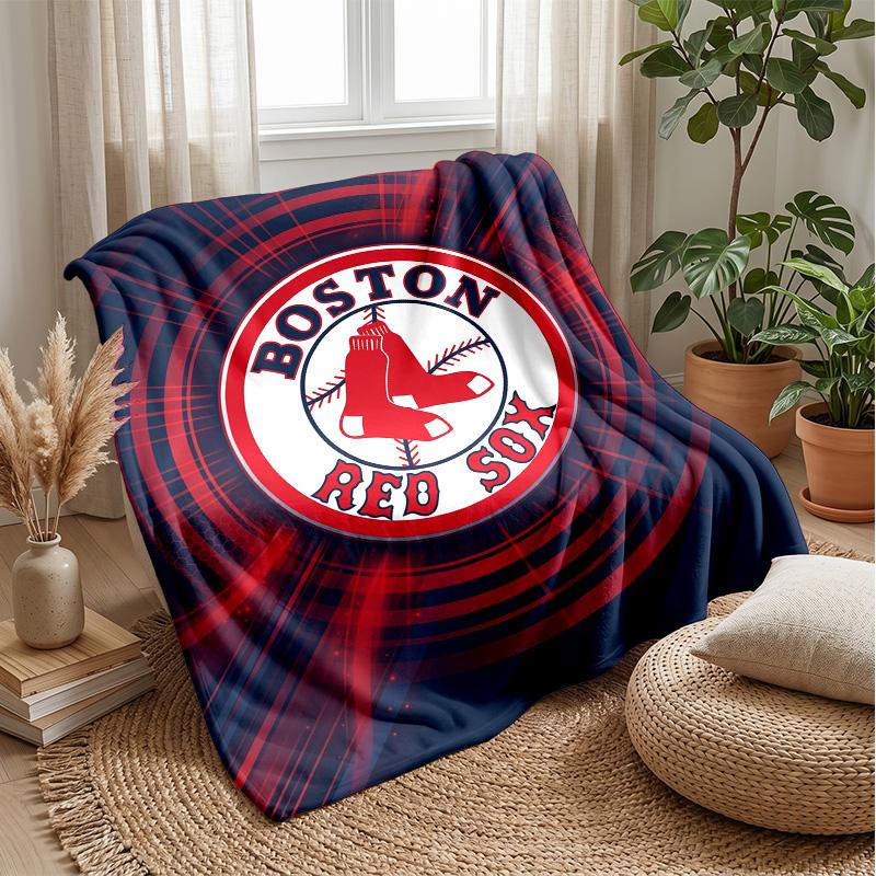 Boston Red Sox Flannel Fleece Blanket Cozy Warm Throw Blanket For Couch Bed Travel All Season Use