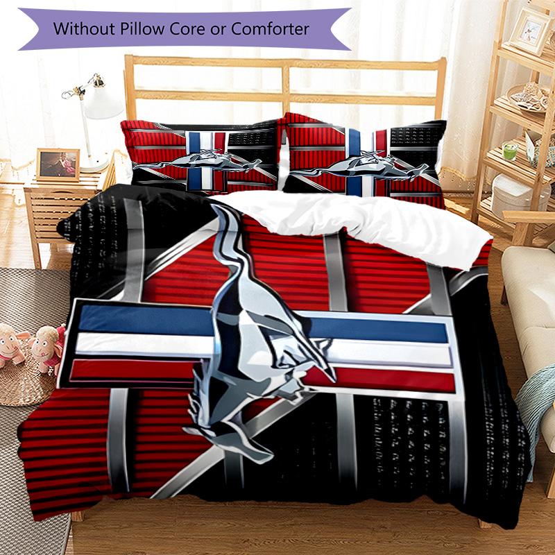 Mustang 3pcs Bedding Set Duvet Cover Closure Includes 1 Duvet Cover & 2 Pillowcases for All Seasons Bedroom Home Dorm Decor