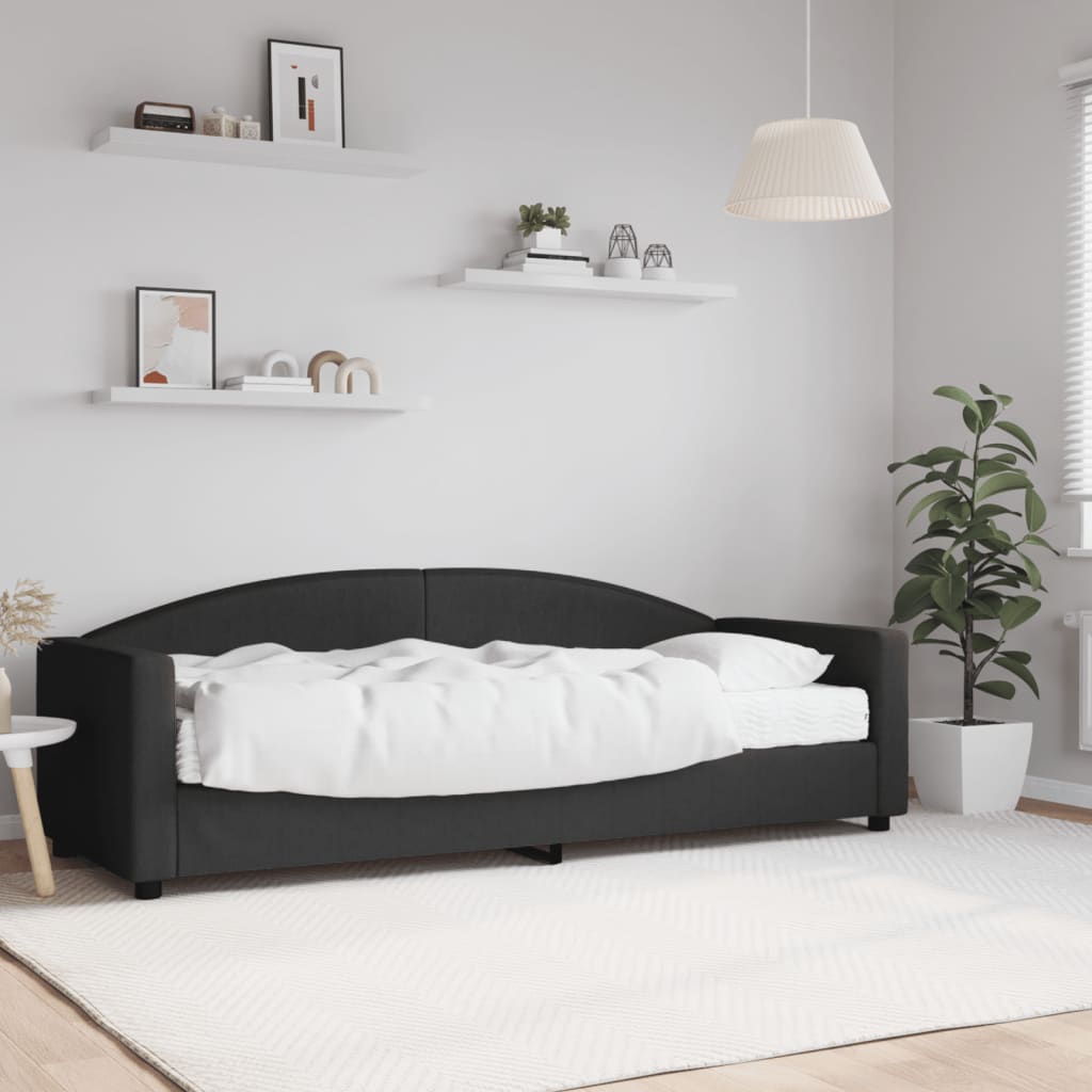 Vidaxl Sofa Z Materacem Do Spania, Czarna, 80X200 Cm, Tkanina