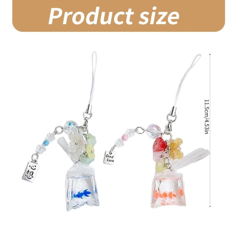 Small Fish Flowers Pendant Sweet Phone Chain Strap Hangings Decoration Keychain Lanyard Small Gift for Women Girls