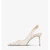 Módní Značkový Návrhář Bílé Dámské Svatební Lodičky Síťované Vyšívané Květiny Pásek Přes Patu Sexy Slingback Vysoký Podpatek Společenské Boty pro Dámy