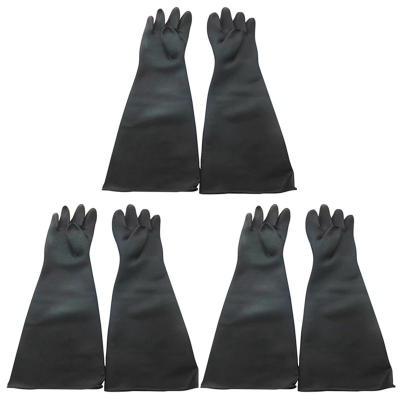 3X Sand Blasting Gloves For Sandblast Cabinet Gloves 60X20cm чёрный
