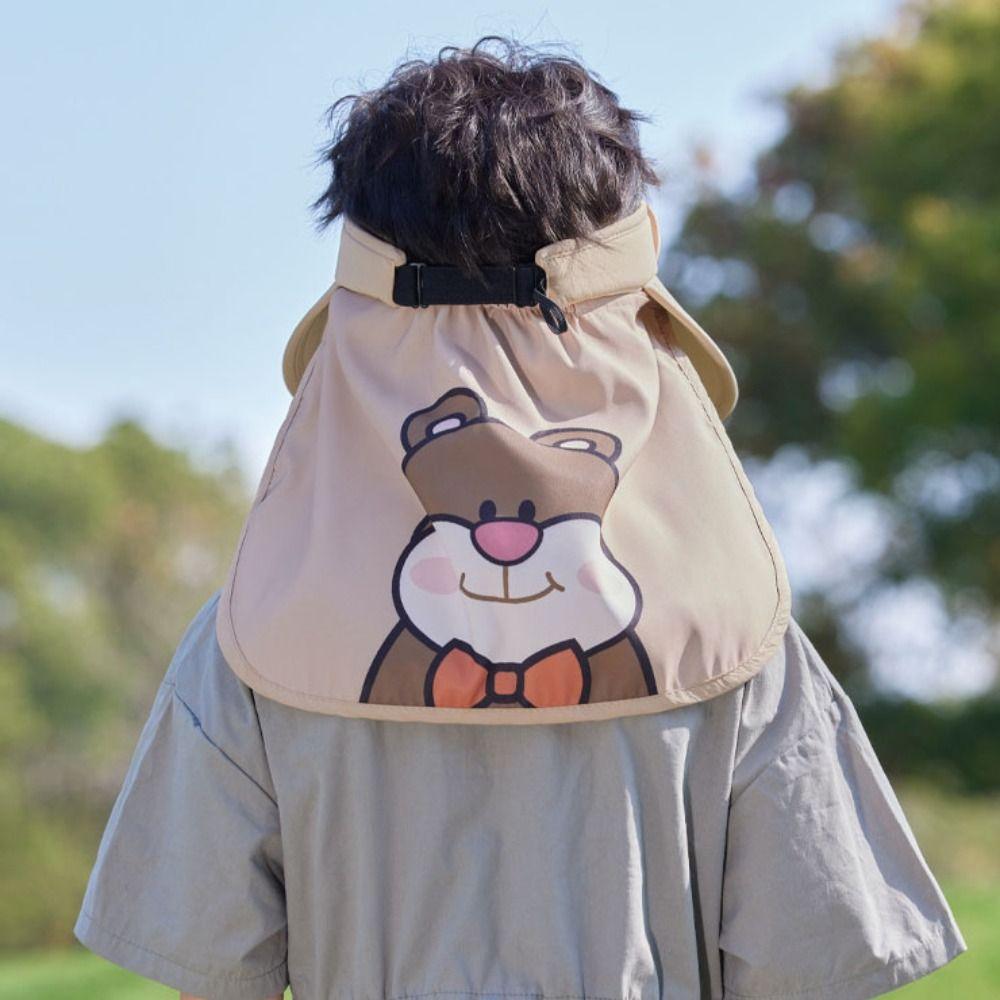 Breathable Kids Shawl Sun Hat Removable Baby Sun Protection Hat Cartoon Empty Top Hat Summer
