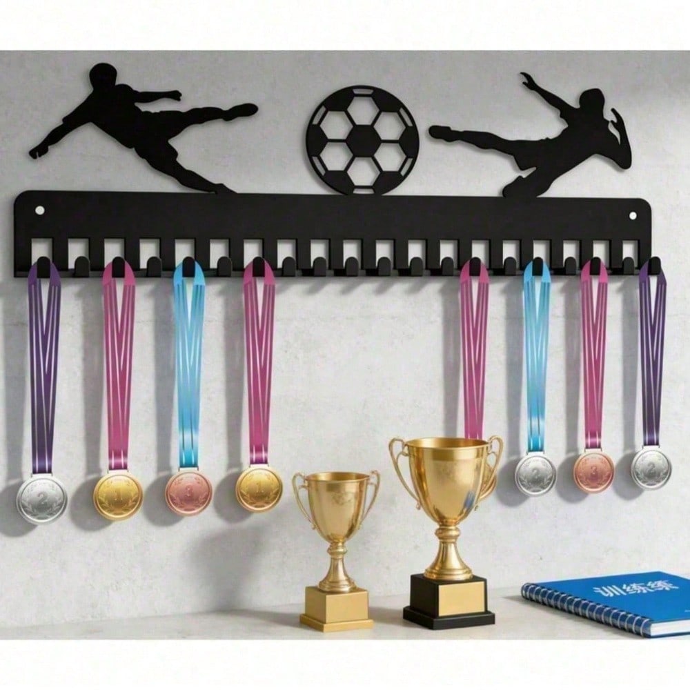 5-Hook Metal Medal Display Rack – 15.7x4.5 Inch Award Organizer for Sports, Athletes, Coaches