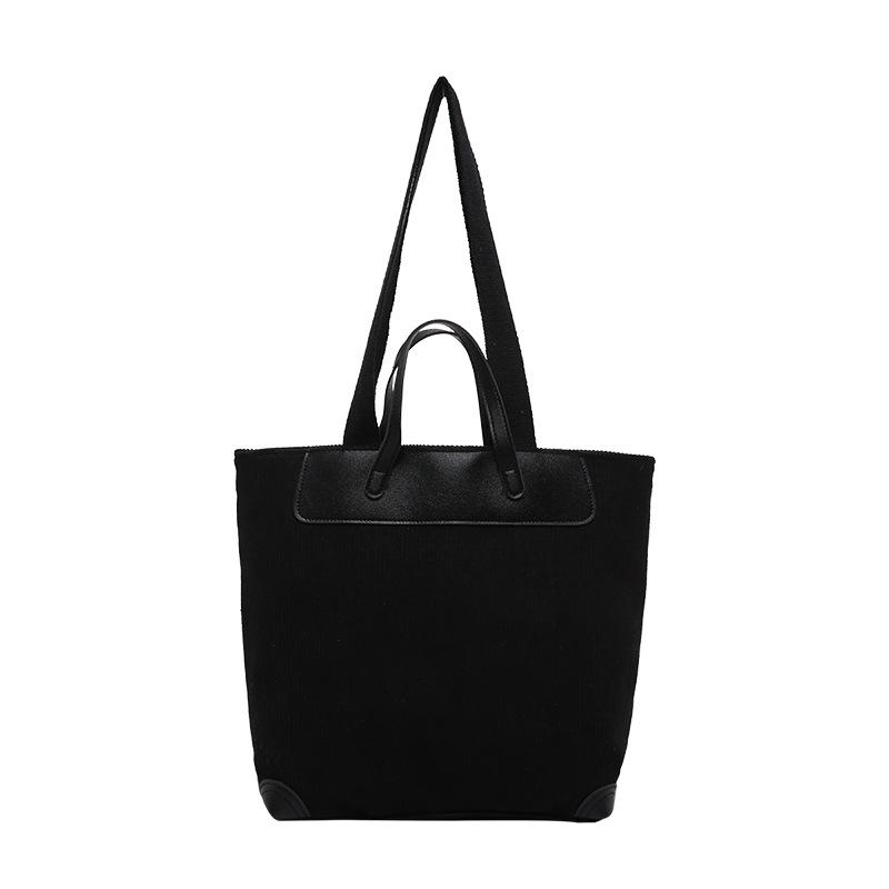 Large-capacity casual portable women's bag, simple corduroy solid color shoulder bag, fashionable trendy and messenger tote bag.