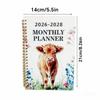 2026-2028 Monthly Calendar Planner With Cow Pattern 3 Year Agenda Journal Notebook For Student Teacher College, Desk Organizer
