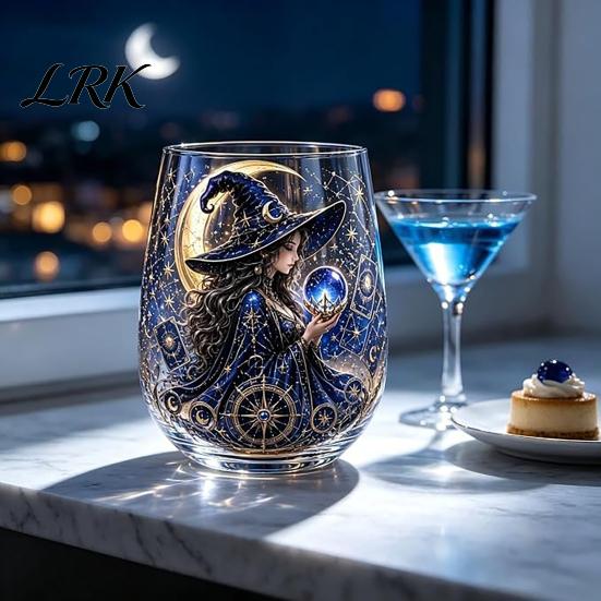 Tazza Unica in Vetro Fantasy Tazza Magica da Strega, Bicchieri Trasparenti a Tema Retro Halloween, Tazza Versatile per Tè al Latte Bicchieri Stampati per Cocktail