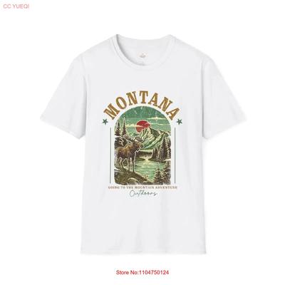 Montana Adventure Softstyle T Shirt Nature Outdoor Vintage Washed Streetwear Stretched Graphic Breathable Soft Comfortable