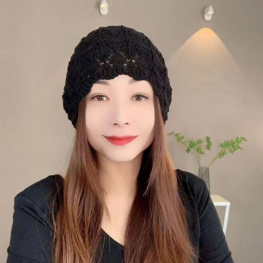 Knitted Hat Woman Autumn Winter Wool Beanie With Breathable Design For Casual Wear