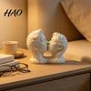 Elegant Sculptures 3D Printed Couple Kissing Head Sculpture, White Modern Art Statue Sentimental Gift for Anniversary Living Room Bedroom, Minimalist