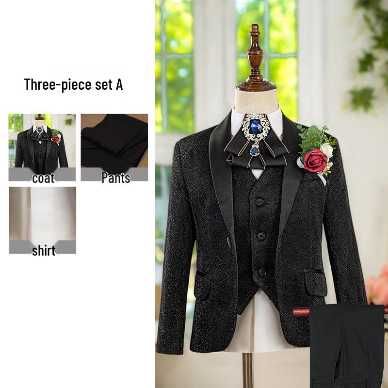 Boys' Silver Sequin Suit Set - Performance & Ceremony Outfit