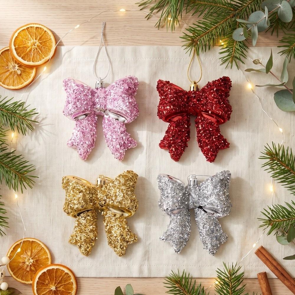 Electroplated Christmas Bow Hanging Ornament Xmas Bow Decoration  Festive Hanging Decor