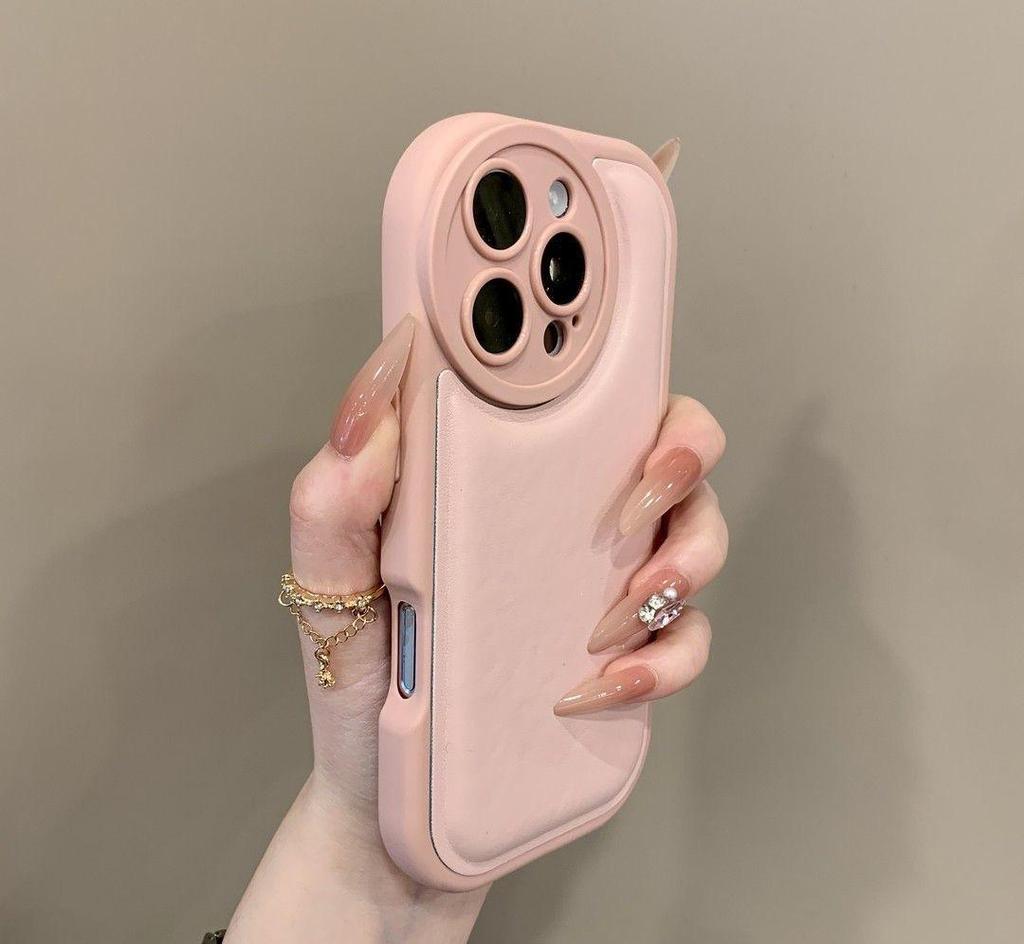 Apple 17 Pro Max Air Cushion Lederstruktur Hülle, Vollschutz vor Stürzen für iPhone 16 Pro, 15, 14 - Premium-Gefühl