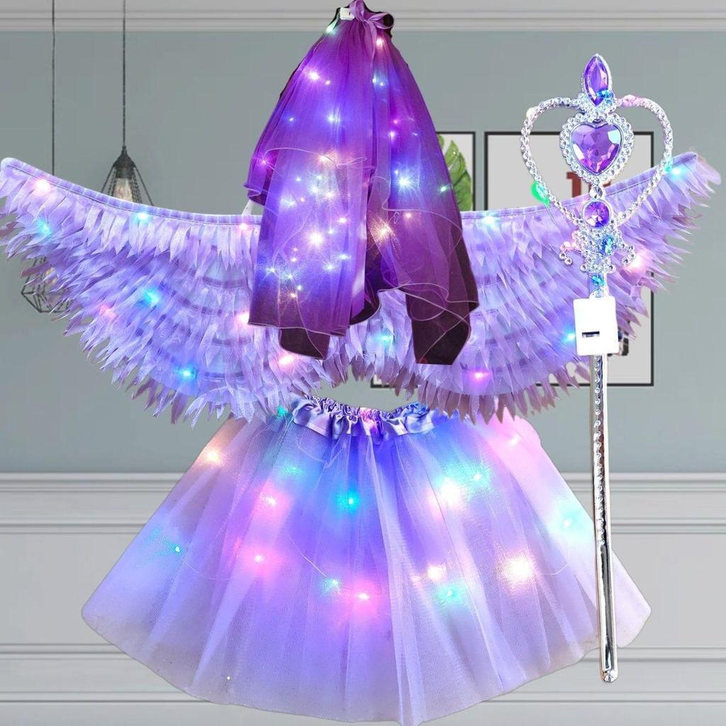 Little Girl's Angel Feather Wings Set – Christmas and New Year Costume Décor