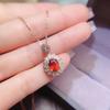 925 Sterling Silver Gold Plated Natural Fanta  Oval Cut Garnet Fashion Fine Pendant Charms for Women