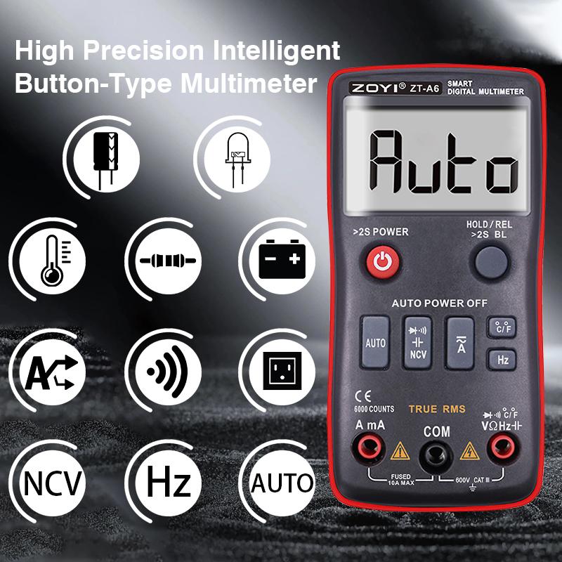 

OYI Digital Multimeter ZT-A6 Professional Voltmeter AC DC Voltage Current Resistance Tester Temperature NCV Meter червоний