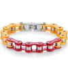 Purple Pink Color Blocking Motorcycle Chain Bracelet for Men Stainless Steel Bicycle Link Design Man Bracelets Hip Hop Jewelry