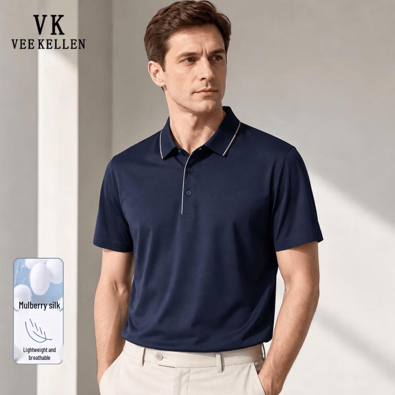 VEE KELLEN Men's Premium Cooling Silk Blend Polo Shirt