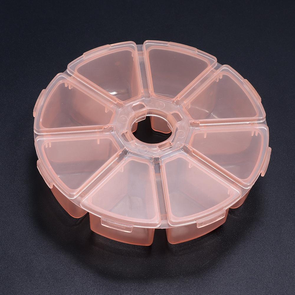 Scatola Portaoggetti Rotonda a 8 Scomparti in Plastica Trasparente per Gioielli, Oggetti Vari, Espositore per Orecchini, Perline Sfuse, Accessori