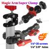 Aluminum Alloy Clamp With Double Ball Head Magic Arm Clamp 1/4'' 3/8'' Hole For Phone Video Mount Camera Monitor LED Light Mic