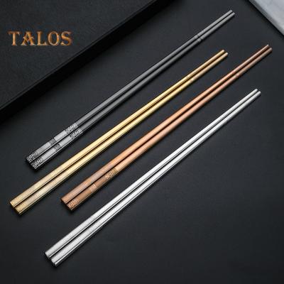 1 Pair Chopsticks Food Grade Pick Up Heat Resistance Convenient Stainless Steel Chinese Chop Sticks Daily Use