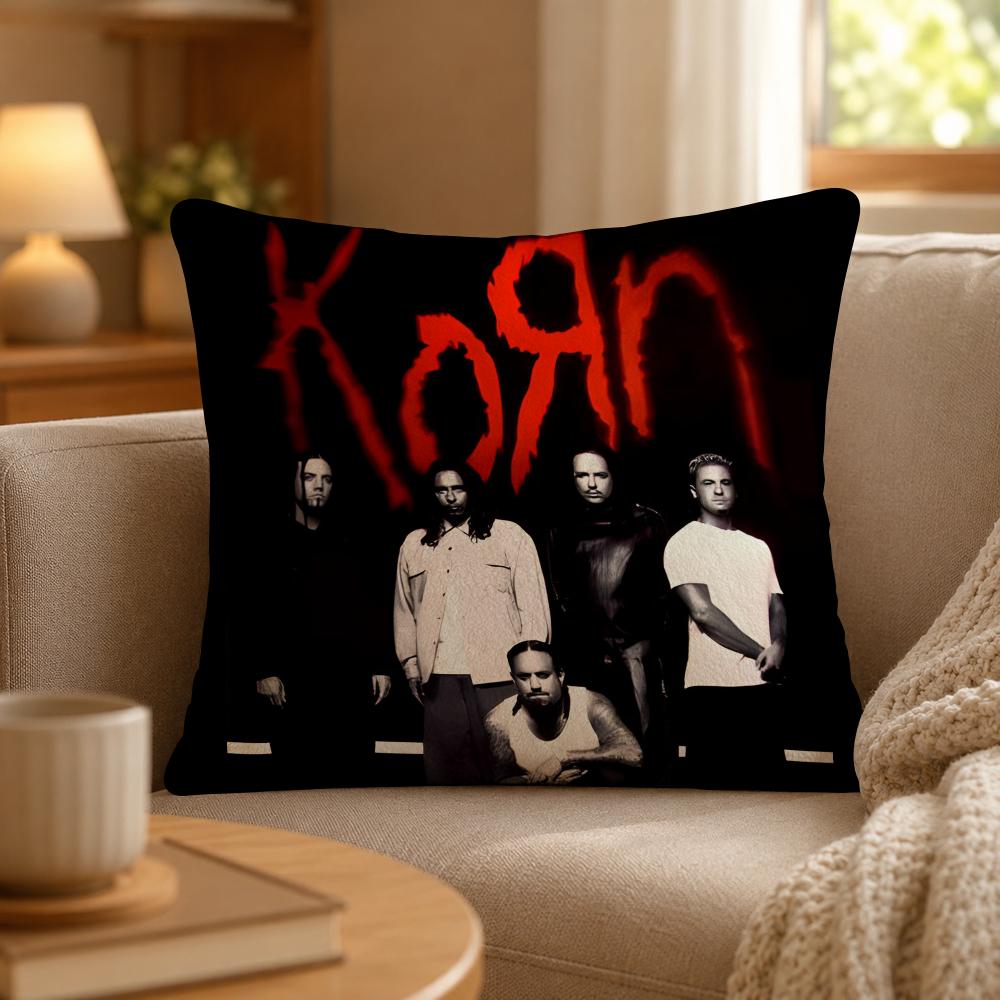 Band Korn Nu Metal Aesthetic Cushion Cover Personalized Short Plush Soft Bedroom Sofa Home Decor Gift