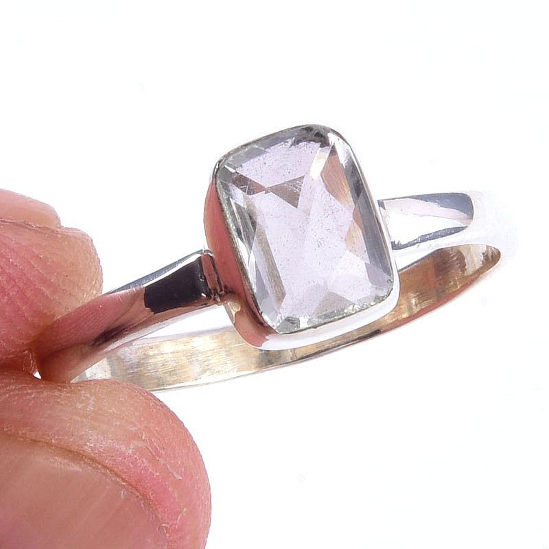 

Natural Green Amethyst Gemstone Handmade 925 Solid Sterling Silver Ring S.9 K1Z09