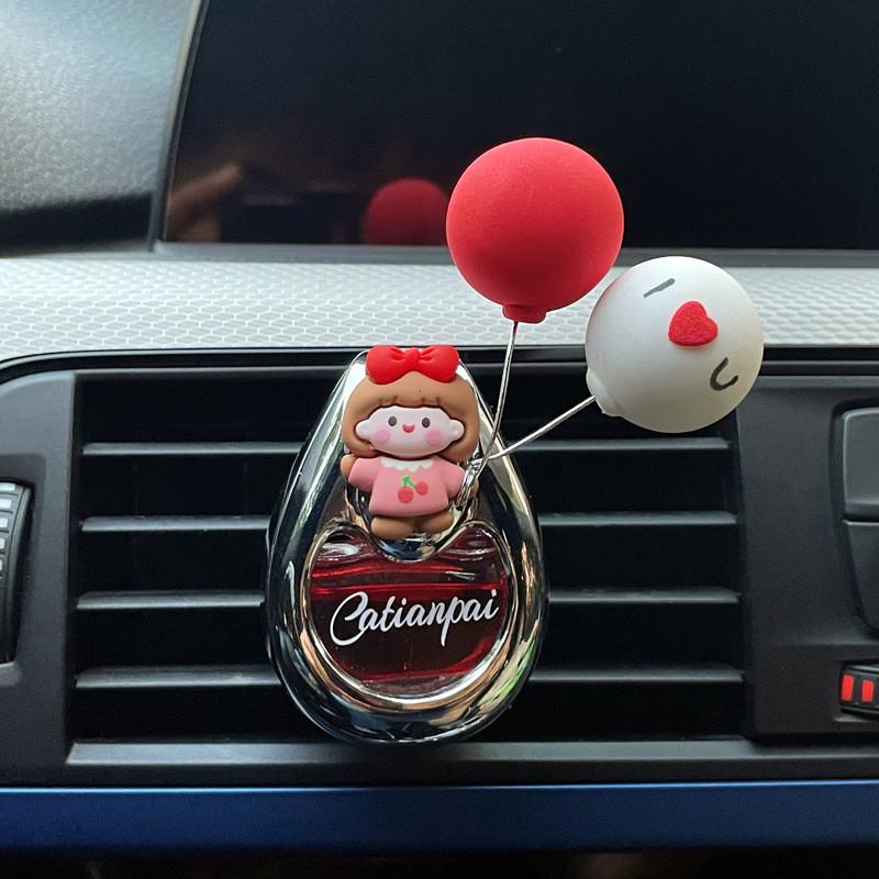 Glass Cartoon Girl Car Air Freshener Perfume Bottle Decorative Ornament Blue Dress Ocean Scent 2 Pack