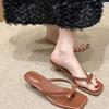 Slippers women's summer wear fashion high heels flip-flops bow niche fashion sandals 2025 new