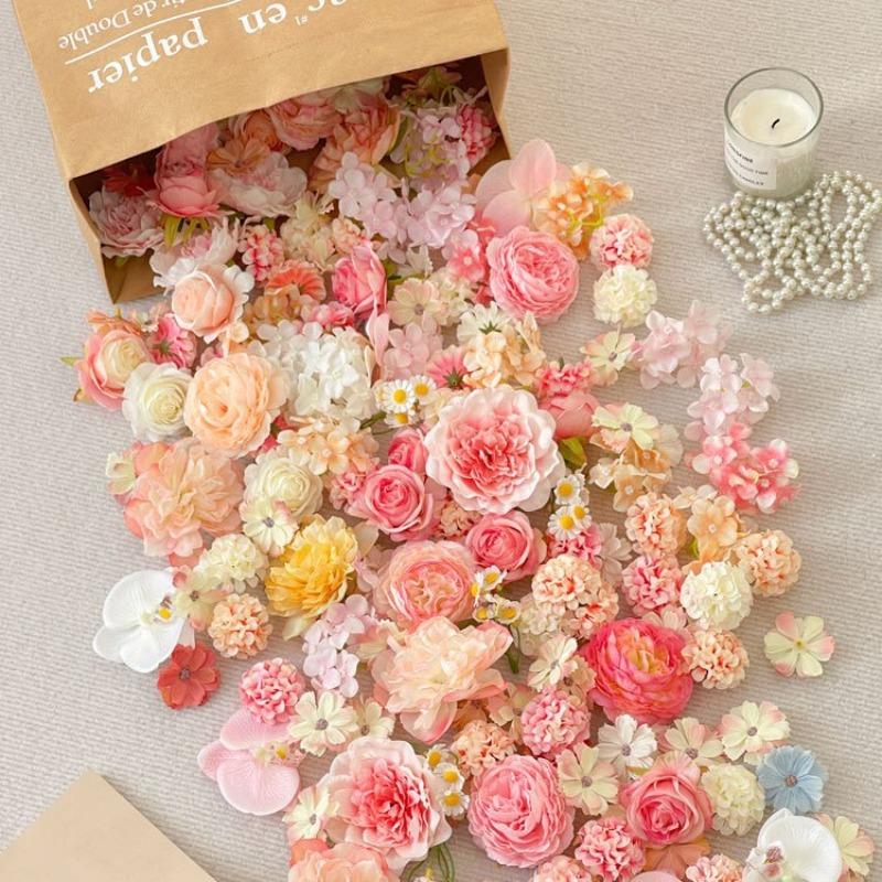 Artificial Small Flowers DIY Kit Mixed Colors 3cm 10cm Random Assortment for Hair Accessories Dress Decor